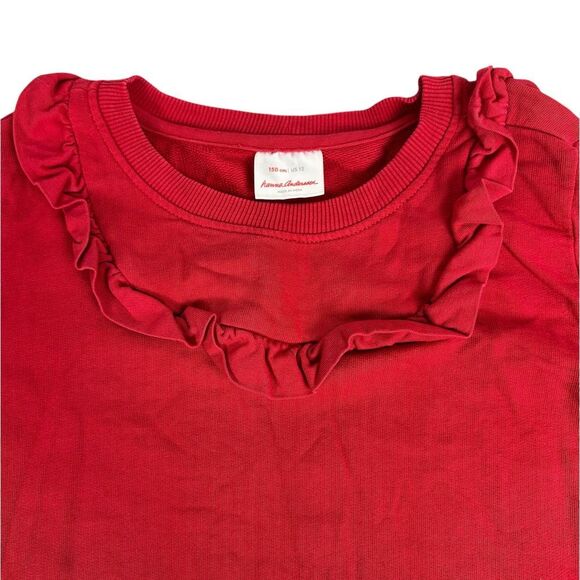 Hanna Andersson Red Ruffle Sweatshirt 150 / 12 Slight Fade - Picture 3 of 6
